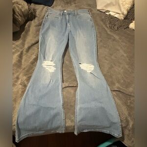 Hollister Light Blue Distressed Flare Jeans